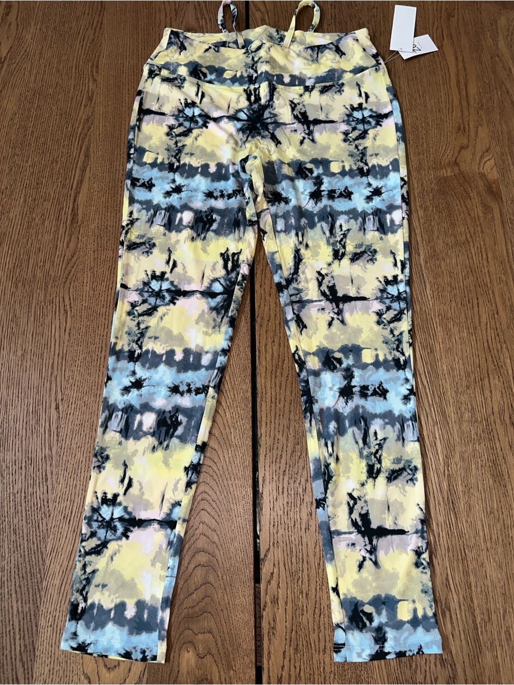 Women's Tie-Dye High-Rise Leggings in Yellow & Blue Size  LARGE